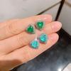 New Paraiba Heart-shaped Zircon earrings for women 925stamp Shimmering emerald earrings for brides wedding party jewelry gift