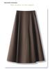 Women's Gray Pleated A-Line Midi Skirt - 2024 Fall/Winter, Elastic Waist, Slimming Fit