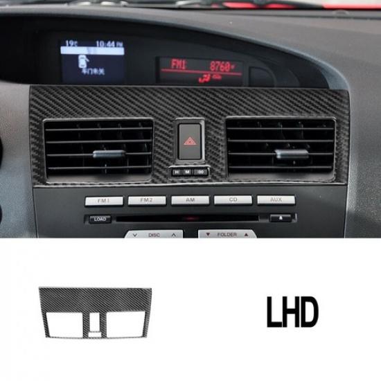 1x Carbon Fiber Car Front Center AC Vent Frame Cover Trim For Mazda 3 2010-2013