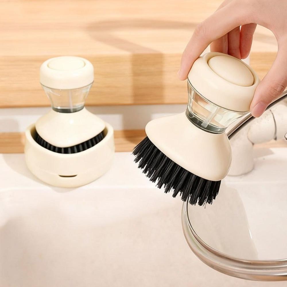Round Bristle Head Kitchen Cleaning Brush Self Dispensing Dishwashing Brush Kitchen Sink