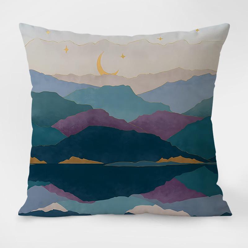 Chinese Style Mountain Pattern Decorative Pillowcase Living Room Bedroom Square Cushion Pillowcase