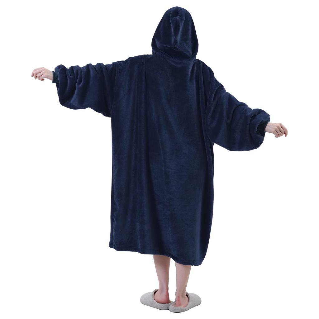 Flannel Lazy Wearable Blanket Hoodie for Indoor & Outdoor Cold-Weather Comfort