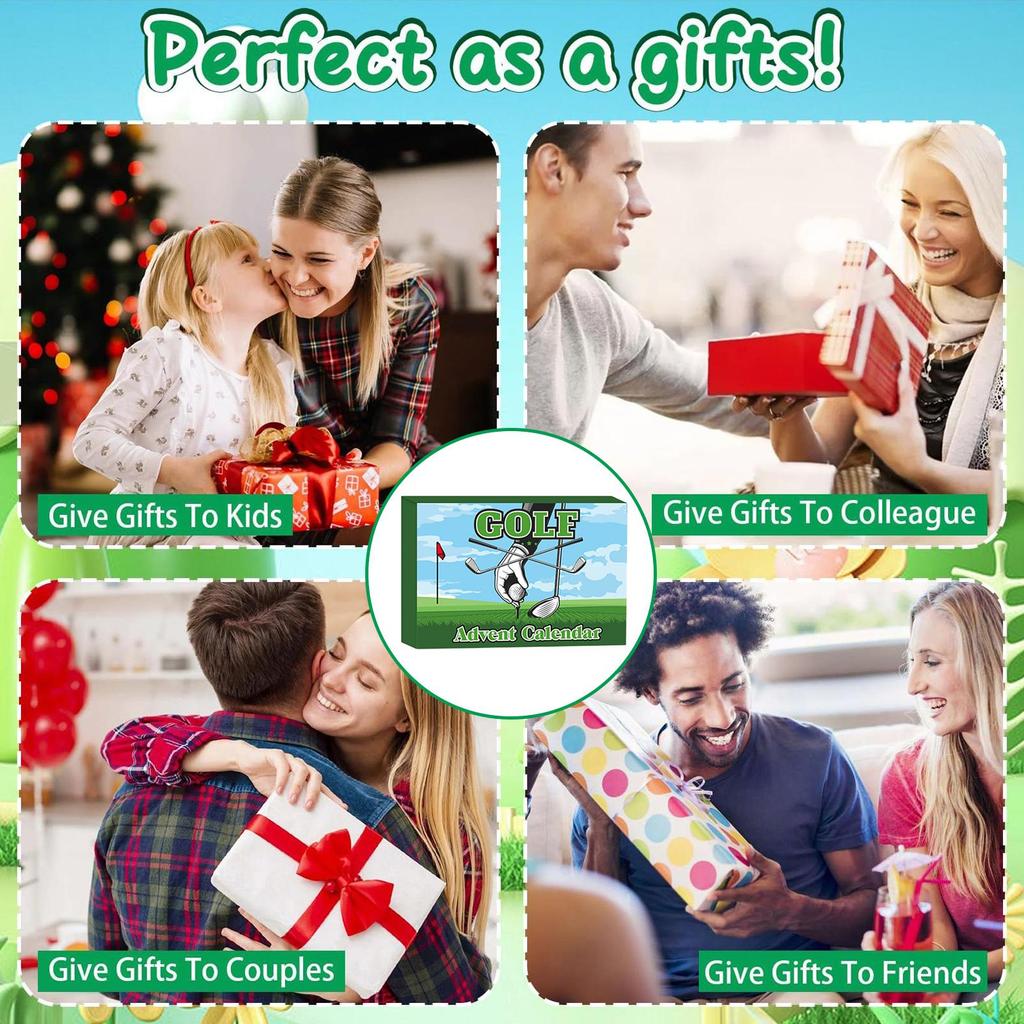Golf Advent Calendar Golf 24 Days Markers Tees Balls 24 Days Christmas Countdown Gift Box Creative Holiday Surprise for Man