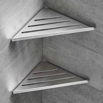 Space-Saving Stainless Steel Corner Shower Heavy-Duty Organizer for Bathroom & Kitchen, Hollow Design, Ideal for Shampoo & Essentials Storage Shelves