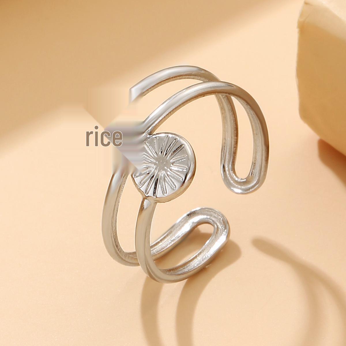Adjustable Gold Plated Titanium Steel Starlight Textured Ring for Women
