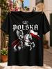 Polskacrowned Winged Knight On Horse Red Flag And Dramatic Patriotic Gothic Art Unisex All  Unisex All Tshirt