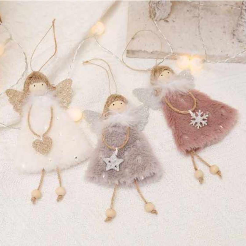 Christmas Hanging Angel Doll Pendant Plush Angel Ornaments Xmas Tree Decors for Wedding Birthday Party New Year Holiday Decor