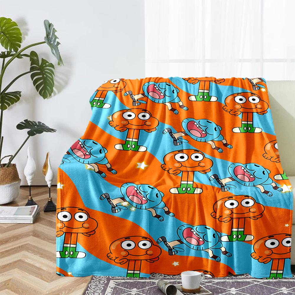 The Amazing World of Gumball Theme Printed Blanket - Perfect for Couch, Bed, Travel & Outdoor Use | Machine Washable, Cozy & Durable.