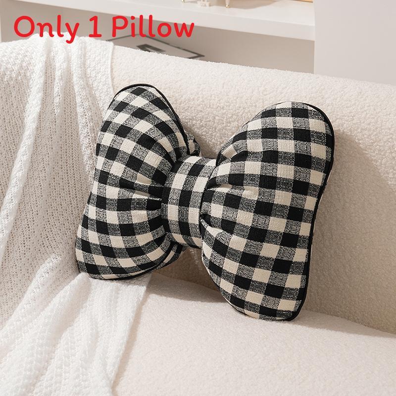 Creative Checkered Bow Cushion For Home Decor And Lounge Comfort