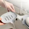 kitchen soap tray Silicone Soap Dish Holder Self Draining Non-slip Soap Tray Bathroom Kitchen Draining Rack Dish Storage Tray