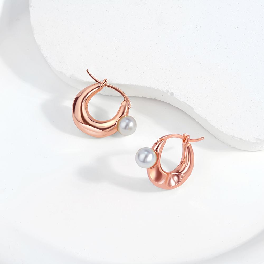 Luxurious copper Color Fashion Round Ball Hoop Earrings Rose Gold & Gold Zircon Slap Piercing Ear Buckles for Women Fine Zircon