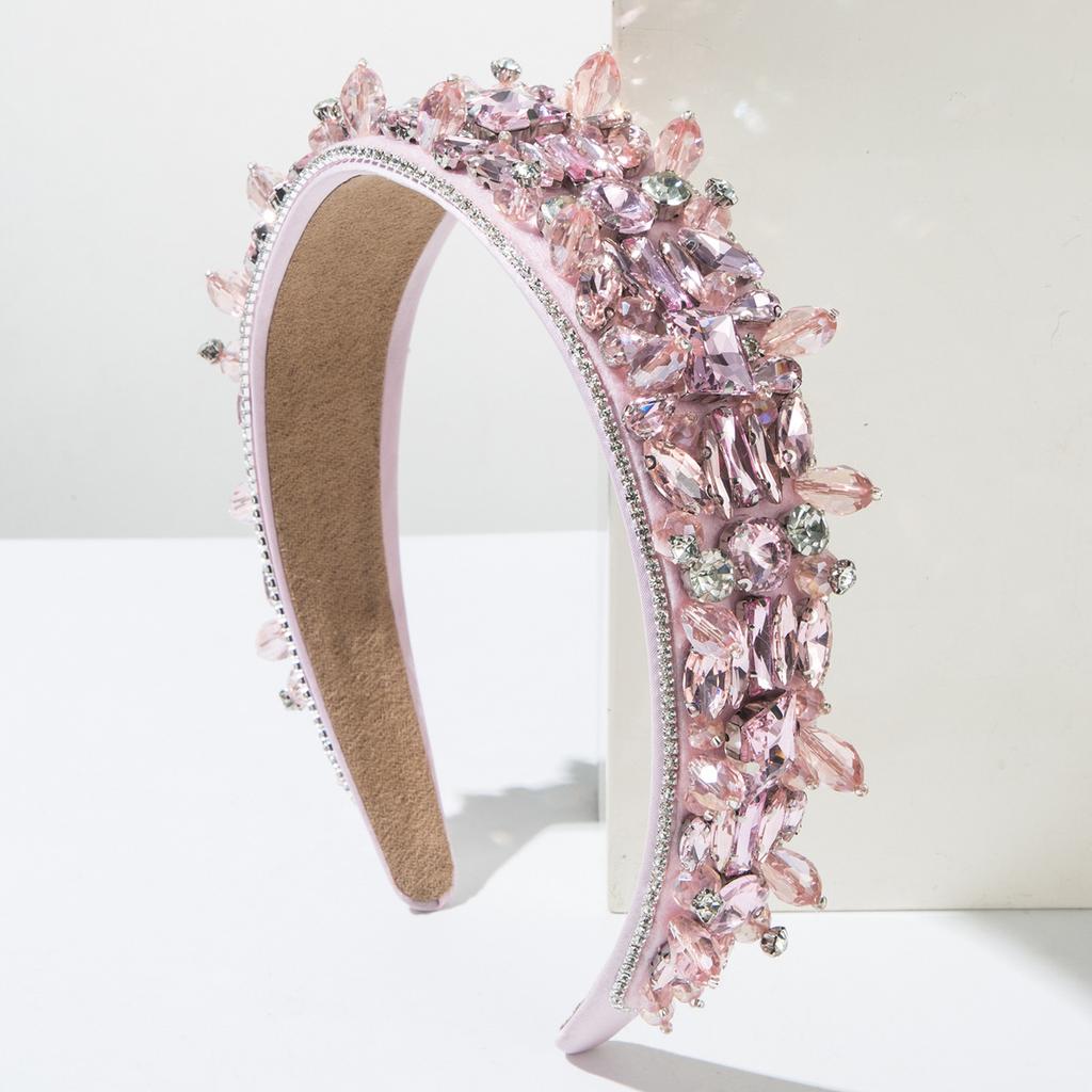 Personality Rhinestone Decoration Headband Ladies Fashion Hairband Girls Headband Party Headband Accessories Jewelry Pink Purple