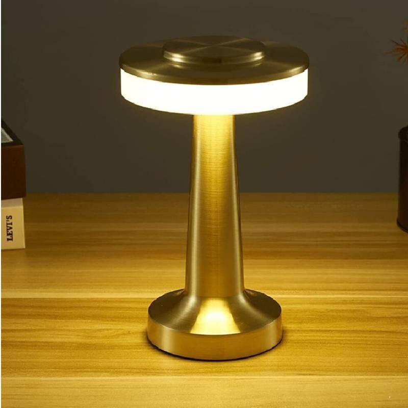 Touch-control Led Night Light For Bar And Cafe Decor With Built-in Battery And Iron Lampshade