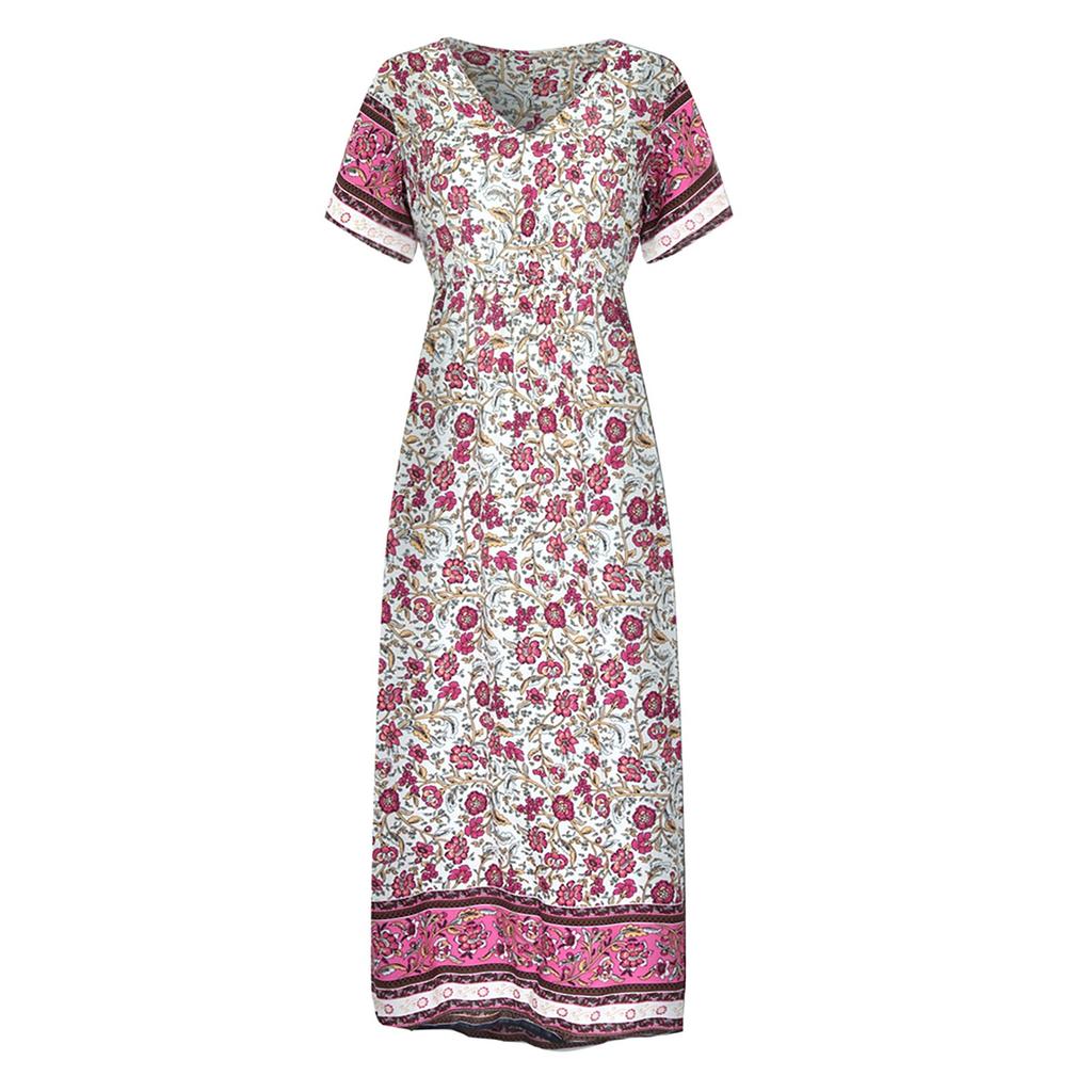 Ladies Fashion Casual Ethnic Bohemian Printed Vacation Beach Dress Long Skirt