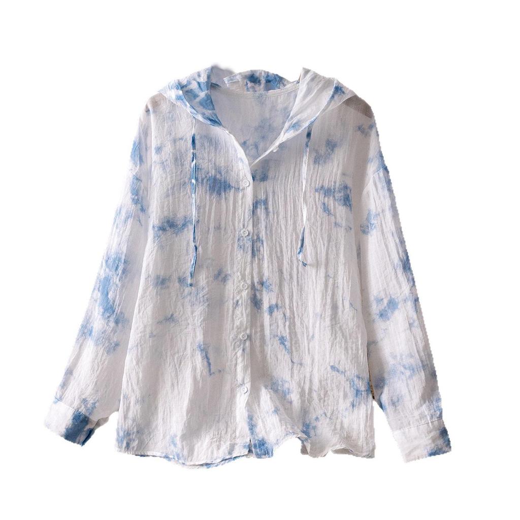 Yunnan Tie-Dye Women's Hooded Sun Protection Long-Sleeve Casual Beach Shirt Jacket