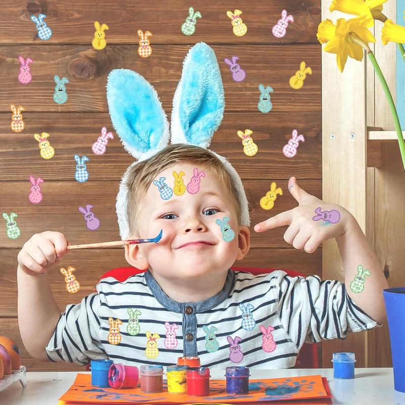 100-500 Stück Osterhasen-Stickerrolle Niedliche bunte Kaninchen-Papieraufkleber 9 Designs Muster Geschenkverpackung Verschlussaufkleber