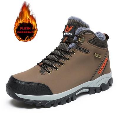 Herren Winterstiefel Warme Plüsch Herren Schneestiefel Hochwertiges Leder Wasserdicht Herren Sneaker Outdoor Herren Wanderschuhe Arbeitsschuhe