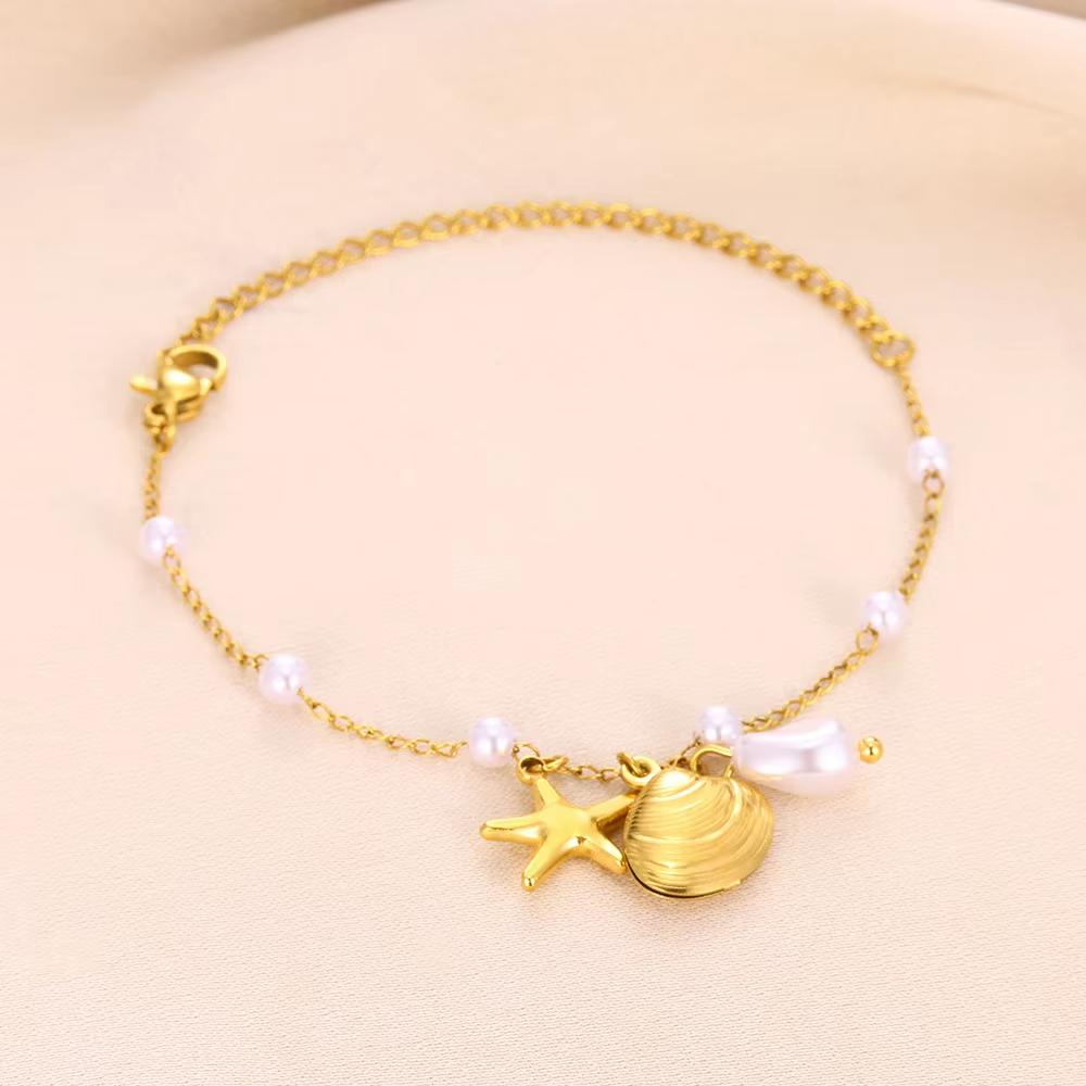 Beads Anklets for Women Gold Color Stainless Steel Chain Ankle Bracelet Trendy Summer Beach Jewelry Accessories Gifts
