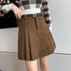 Women's High-Waisted Corduroy Wool Pleated A-line Skirt with Anti-Exposure Shorts - 2025 Autumn/Winter Collection