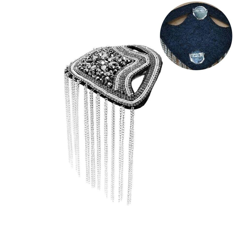 1PC Beaded Decoration Tassel Epaulette Sparkling Shoulder Brooch Pin  Clothing Decoration
