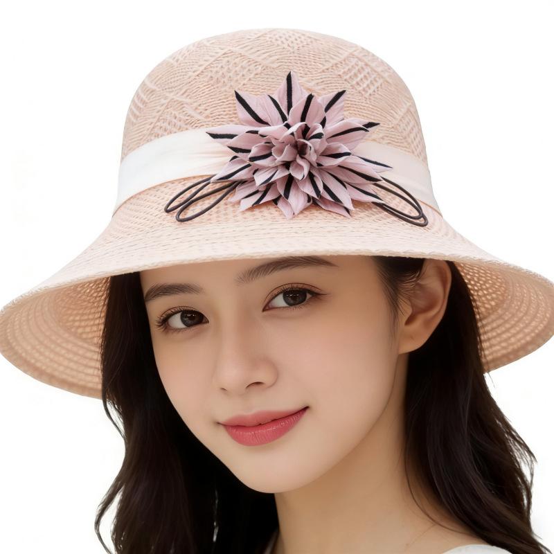 Женская летняя вязаная шляпа, Солнцезащитная шляпа, Широкая цветочная шляпа-рыбака, Шляпа для прогулок One Size