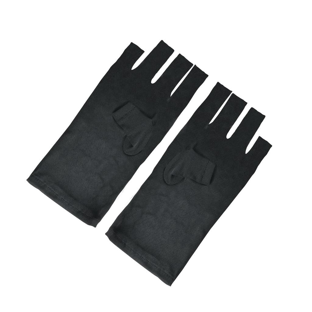 

3 Nail Style Enhancement Glove Reduce Exposure To Uv Damage Protective Gloves Black Short