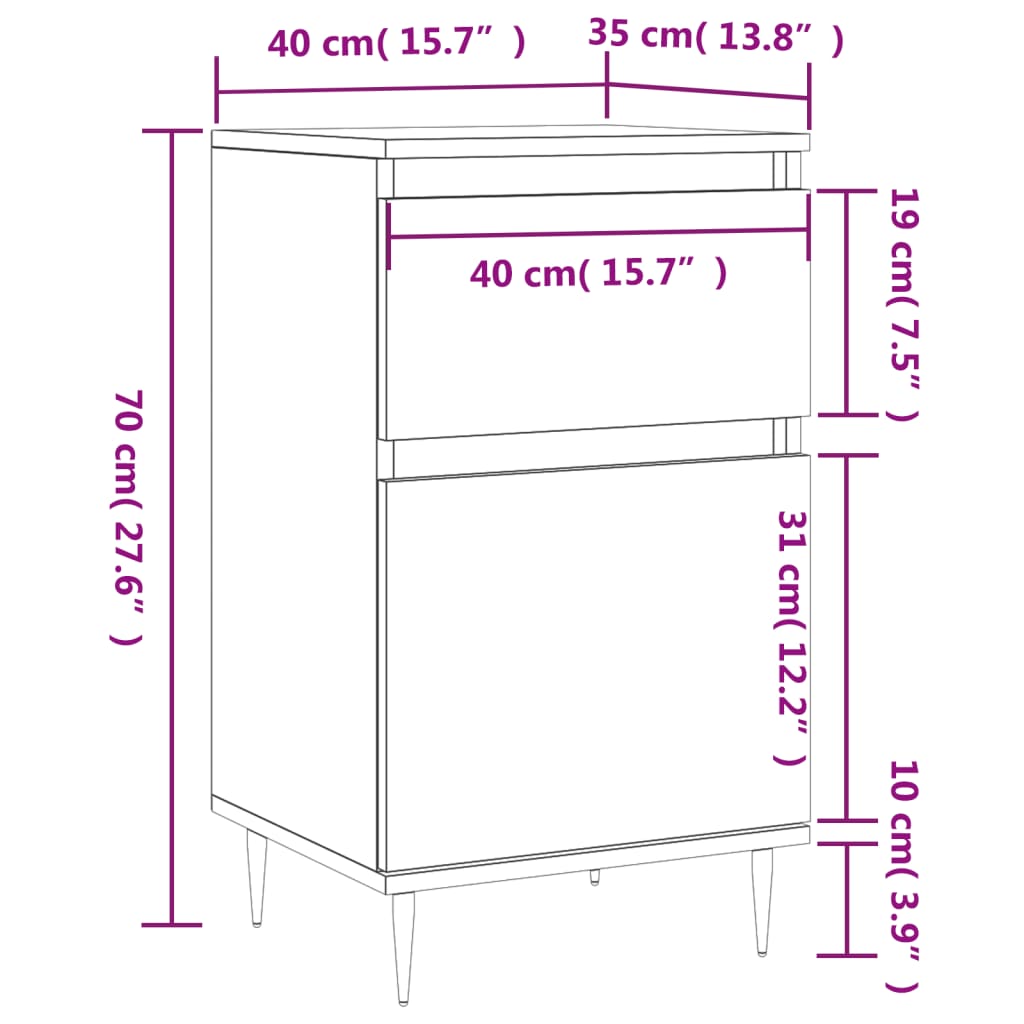 Sideboard Gray Sonoma 40x35x70 Cm Particleboard