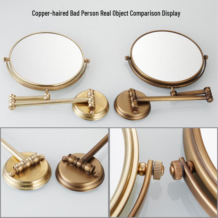 Retro 8" Foldable Double-sided Wall-Mount Makeup Mirror with 3x Magnification