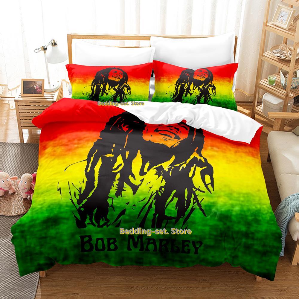 Singer Bob Marley Bedding Set Cartoon Anime Three-piece Set Adult Kid Bedroom Duvetcover Sets Cool Print Letto Matrimoniale
