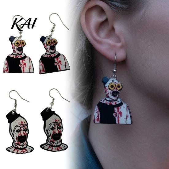 Vintage Style Horror Earrings 1 Pair Halloween Theme Dangle Drop for Women, Scary Blood Gothic Acrylic Clown Earrings, Creative Punk Jewelry Costume,