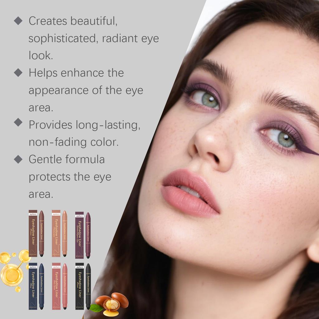 Penna Eyeliner 2in1 Formula Anti-Macchia Impermeabile Lunga Tenuta Trucco Quotidiano per Principianti Applicazione Fluida Eyeliner Ombretto