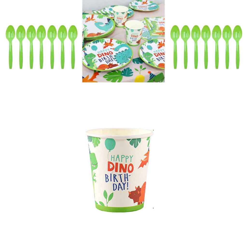 Delightful Cartoon Dinosaur Party Birthday Supplies Plates Cups Tablecloth And Banner