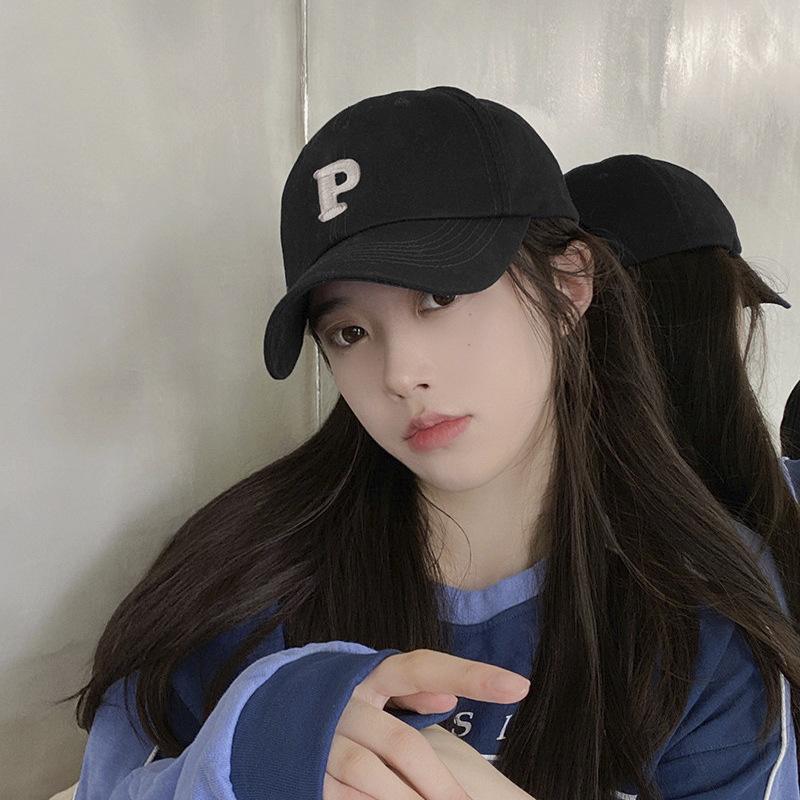 Yiran Bag Women's Ricygvm P-Letter Baseball Hat For Men Fashion Duck Tongue Hats Solid Color Peaked Cap Soft Top Duckbill Caps Sun Visors Cm