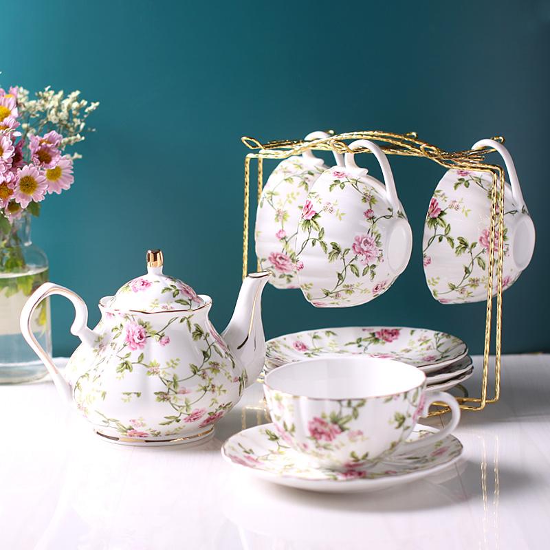 Elegant High-End Coffee Cup Saucer Set, Bone China, Flower Tea Set, British Afternoon Porcelain, Home Drinkware