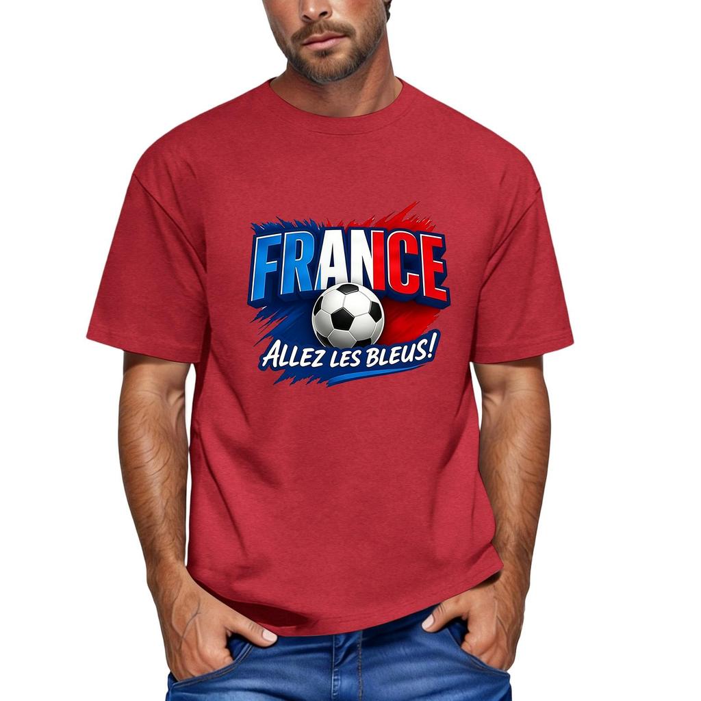 Men's Short Sleeve Crew Neck T-Shirt with Football Graphic and Text Print Casual Fit Lightweight Top for Everyday Wear