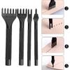 4 Pcs Prong Chisel Kit Leather Craft DIY Tool Black Electroplating Leather Craft Chisel5mm