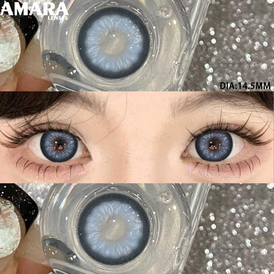 AMARA Fashion Colored Contact Lenses Brown Soft Lenses Beauty Lenses for BIG Eye Green Color Contact Eye Cosmetics Yearly Use