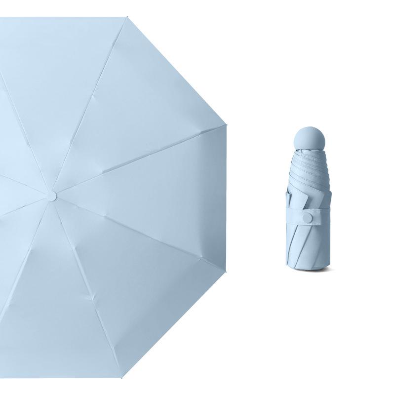 50% avslag: Kompakt Svart Plast Mini Paraply for UV-beskyttelse - Dobbeltbruk for Sol og Regn
