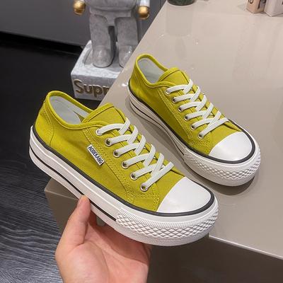 Zapatos de Lona para Mujer de Moda 2024Color Sólido Zapatos Casuales de Moda Zapatillas de Estudiante Zapato para Exterior Patineta Zapatos Planos de Plataforma Tenis De Mujer