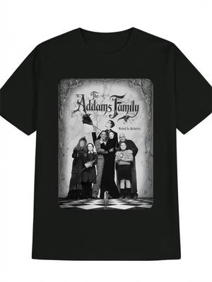 Men'S Casual Crew Neck T-Shirt, The Addams Family Weird Is Relative. Print Patte
