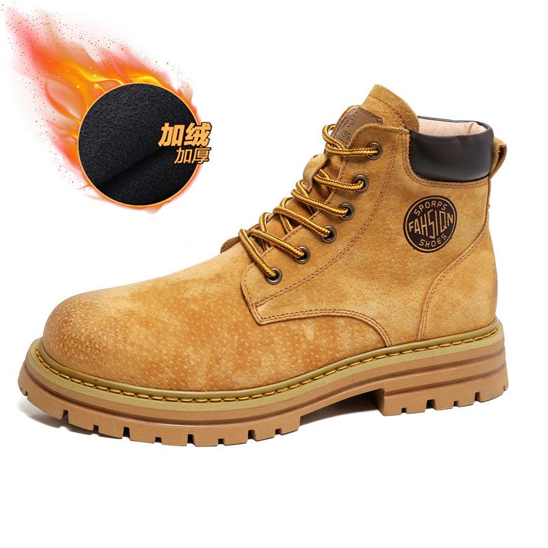 Autumn and Winter New Fashion Lace-up Martin Boots Thick-soled High-top Outdoor Tooling Boots Winter Velvet Boots 2345-H 45 5900₽