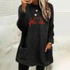 2023 Autumn/Winter Women's Loose Heart Print Double-sided Fleece Sweatshirt with Pockets