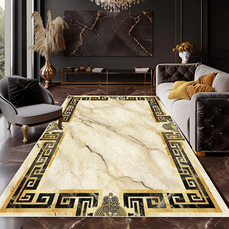 Marbled Luxury Black Gold Carpet Soft Children's Bedroom Living Room Sofa Area Rugs Balcony Dining Room Easy Clean Floor MATS