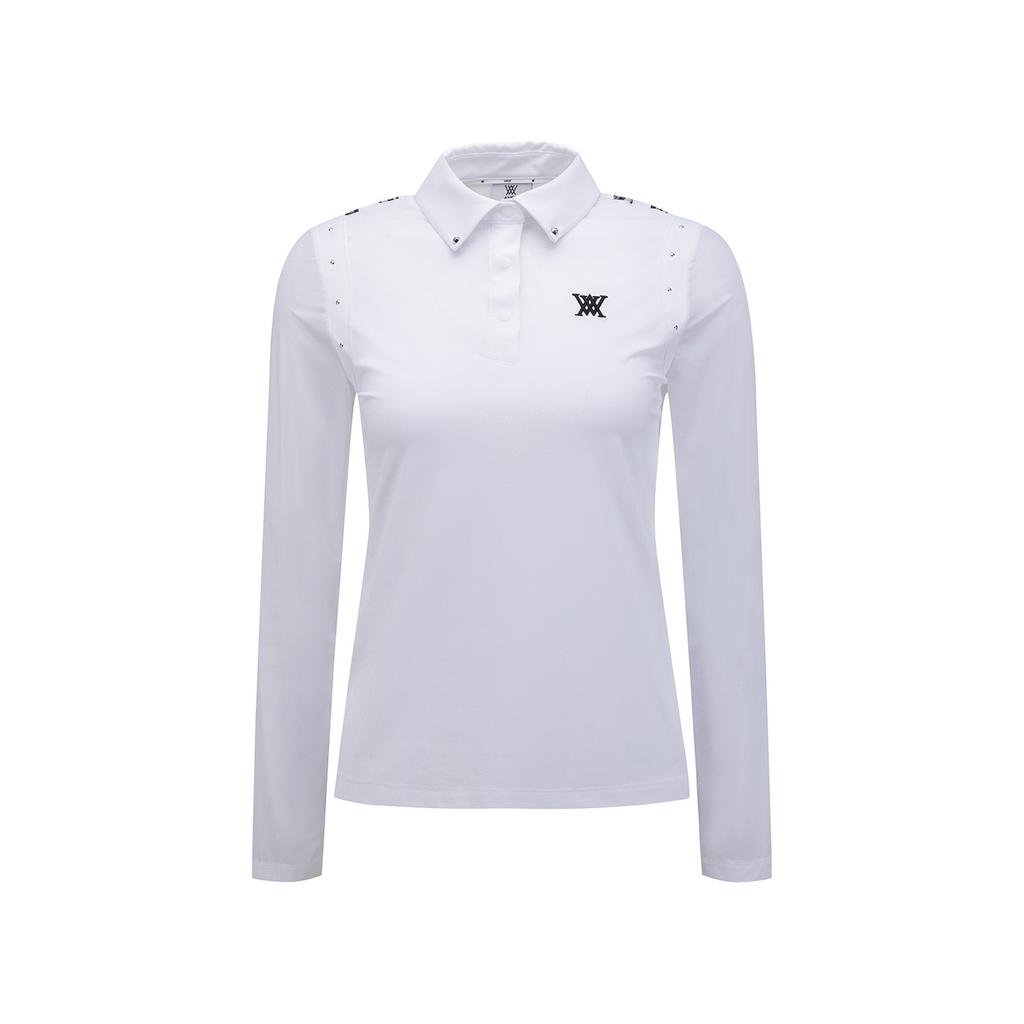 ANEW GOLF Women Signature Logo Hybrid Long T-Shirt_Wh