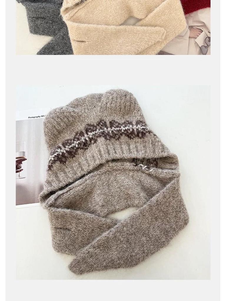 Damen Niedliche Kleine Bär Strickmütze: Warm, Winddicht, Ohrenschutz, Kältebeständig, Plüsch für Herbst und Winter