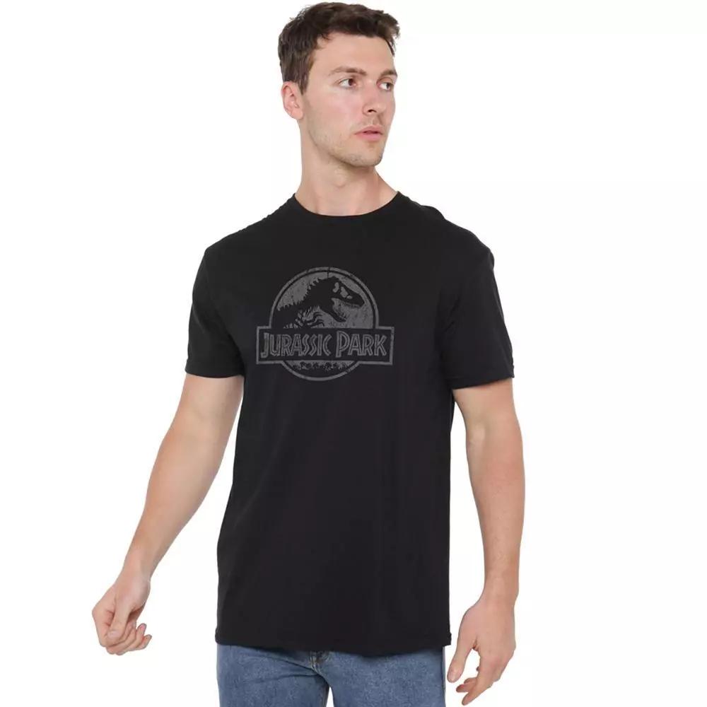 

100% cotton TOPS UNISEX TEES MENS WOMENS Jurassic Park Mens T-shirt Mono Logo Top Tee Official 4XL чёрный