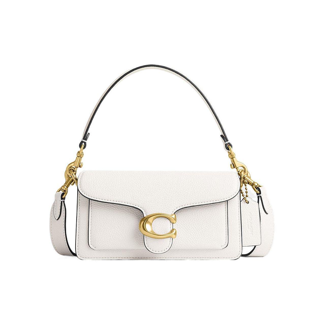 

Coach White Pebbled Leather Tabby 26 Convertible Shoulder Bag for Daily Use Basic Set (Bag+Dust Bag)