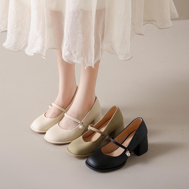 Summer women's shoes new Mary Jane shoes high heels versatile cheongsam light mouth single shoes