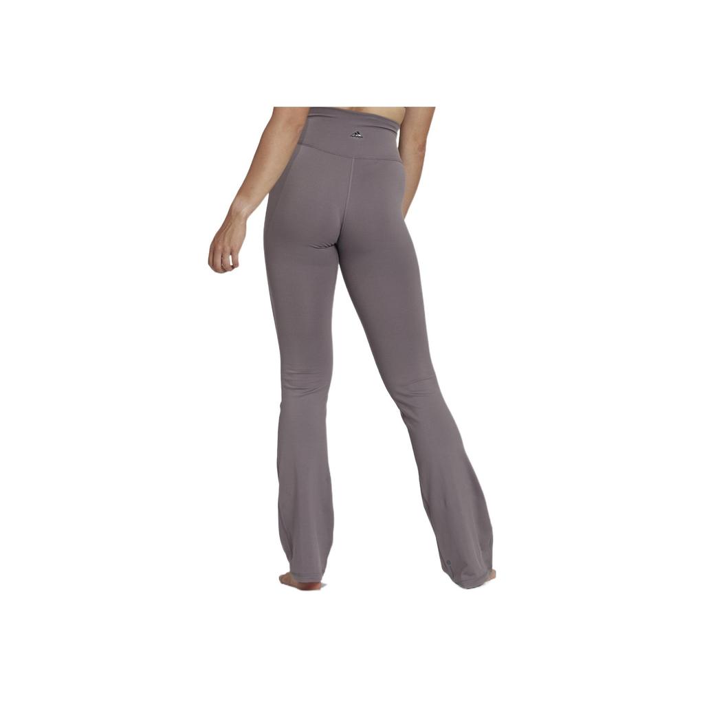 Adidas Solid Color High Waist Slim Fit Flared Fitness Pants Women Pants Gray HK6547