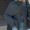 Manteau tricoté élégant pour femme, écharpe décorée, automne, décontracté, solide, irrégulier, ample, chaud, pardessus, hiver, nouveau design, vêtements esthétiques chics